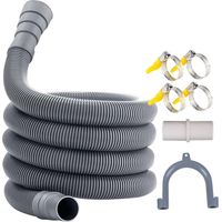 Kit d'extension de tuyau de vidange universel (gris) avec pince de raccordement, tuyau de vidange de machine à laver pour machine à laver, lave-vaisselle et autres applications (2 m)