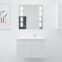 Meuble PROLINE 80 cm avec plan vasque et miroir Prestige- Blanc- Plan vasque en Résine