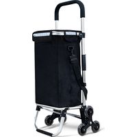 VOUNOT Carrello Spesa Pieghevole in Alluminio, Carrello Portaspesa 6 Ruote con Borsa Termico, 50 L, Nero