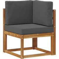 vidaXL Outdoor Corner Sofa Solid Acacia Wood Natural and Anthracite