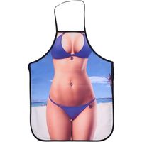 Tablier de cuisine drôle 3D imperméable pour hommes et femmes (Femme en bikini)
