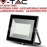 V-TAC VT-40101 faro led smd 100W bianco naturale 4000K E-Series ultra slim nero IP65 - SKU 5965