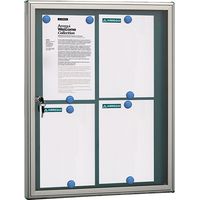 Arregui – Panneau d'affichage aluminium 69 x 55 cm – Vitrine avec serrure à clé – Fond aimanté – 8 aimants – Format 4 x A4 – Argent