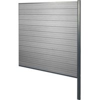 WPC-Sichtschutz Savoie, Windschutz Zaun, Alu-Pfosten zum Einbetonieren Erweiterungselement, 185cm grau