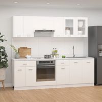 Vidaxl – Ensemble de 8 meubles de cuisine Lyon en bois d'ingénierie blanc – 1 armoire suspendue 60x31x60cm – 1 meuble bas à tiroirs 40x46x81,5cm