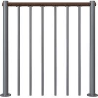 Ringhiera per scala diritta - Grigio - Acciaio verniciato a polvere - Lunghezza 1 m - Corrimano in legno di noce - RE-I-RV-BOIS-GN