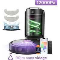 VACTIDY CLEANOVA W15 - ROBOT ASPIRATEUR LAVEUR - STATION SANS SAC VIDANGE AUTOMATIQUE - 12000PA - 4L - 200 MIN - NAVIGATION LIDAR - ALEXA/APP/IWATCH