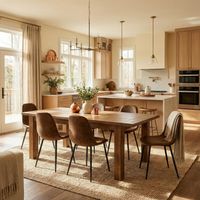 FurnitureR Set of 6 Brown Faux Suede Dining Chairs with Black Legs