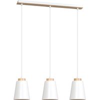 Suspension Emibig Bolero 3xE27 blanc métal bois 66cm