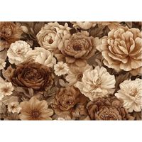 Fototapete Blumen Pfingstrosen Beige – Großformat Wandtapete 300x210 cm – Für Wohnzimmer & Schlafzimmer