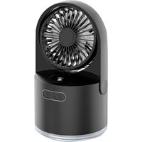 Mini-Tischventilator, tragbarer USB-Ventilator mit Kaltnebelfunktion, 3 einstellbaren Geschwindigkeitsstufen, 7-farbigem Nachtlicht für Zuhause, Büro, im Freien und auf Reisen (schwarz)