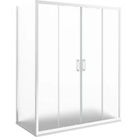 Cabine de douche angulaire 70x200 cm Double porte frontale coulissante et paroi fixe Profilés en aluminium Chrome Verre opaque 6mm h190 - Réversible Mod. Favignana