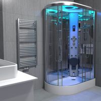 Insignia Chrome Steam Shower Cabin Enclosure Cubicle 1100x700 Offset RH Quadrant