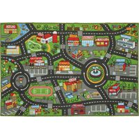 Alfombra Infantil Carretera de Ciudad 200x150 cm Alfombra Educativa Antideslizante para Gateo y Jugar con Coches