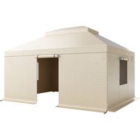 Mophorn Housse de Gazebo Hiver, 3,66 x 4,9 m, Couverture pour Gazebo à Toit Rigide Double, avec Parois Latérales et Fenêtres en Maille, Fabriquée en Matériau PE Résistant, Gazebos Non Inclus