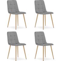 Chaise - leobert - kara - velours gris clairpieds chene - 45 x 505 x 87 cm - lot de 4 211770380
