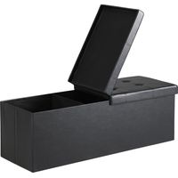 Foldable storage bench - black 115x38x38cm 100l capacity