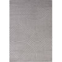 Tapis salon 200 x 290 cm, motif géométrique, gris, structure relief et design contemporain, finition soignée pour un salon chaleureux