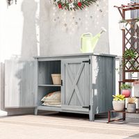 Armoire de jardin - Armoire extérieure pour patio avec double porte - Armoire en bois pour outils de jardin - design de grange - gris clair