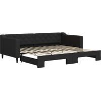 Lit simple,Lit adulte,Lit de jour avec Lit simple,Lit adulte,Lit gigogne noir 90x200 cm tissu CFW67003