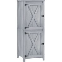 Gartenschrank aus Holz, wetterfester Geräteschuppen, 60 × 60 × 160 cm, Gerätehaus mit Doppeltür und Ablagen, abschließbar, für Garten und Terrasse, Hellgrau