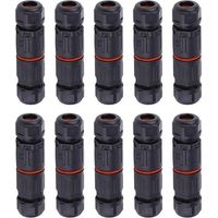 10 PCS IP68 Etanche Connecteur de Câble Electrique, Femelle 3 Broches Connecteurs Etanches Prise de Courant Extérieure Raccord de Connecteur Fil Etanche
