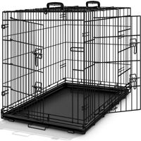 TRESKO Gabbie Pieghevole 107 x 71 x 77 cm per Cani e Gatti Trasportino con 2 Porte in Metallo Box per Animali Cuccia Pieghevole con Vassoio Rimovibil