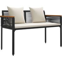 vidaXL Outdoor Bench Black and Cream White 117 x 54 x 74.5 cm