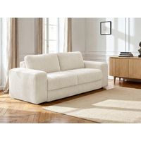 BOBOCHIC - Canapé droit convertible IBIZA ouverture express velours côtelé 140x196 Beige