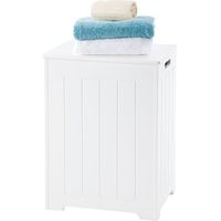 Pendeen Laundry Cabinet // White Scandinavian-inspired Storage Bin for Bathroom or Bedroom