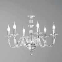 Lampada a sospensione GALA D72 cm in vetro lavorato a mano con dettagli in metallo 6 LUCI CROMO