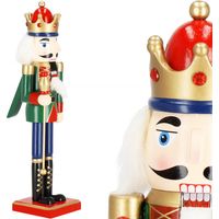 SPRINGOS Dekofigur Nussknacker König mit Krone 38 cm Weihnachtsdekoration Holzfigur
