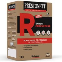 Prestonett – Enduit de rebouchage intérieur en poudre 1kg – Excellente adhérence sur béton, plâtre et brique – Temps de prise 35min, ponçable