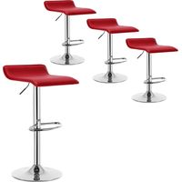WOLTU Juego de 4 taburetes de bar de piel sintética, taburetes de bar giratorios, altura ajustable, color burdeos