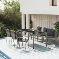 Ensemble à manger jardin et coussins 7 pcs gris rotin vidaXL