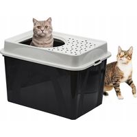 GRAND BAC À LITIÈRE FERMÉ POUR CHATS XXL HAUT, MÉLANGE DE COULEURS DE LITIÈRE