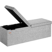 CASARIA® Foldable Ottoman Chest Bench with Folding Padded Lid 100/131 Litres XL Light Grey