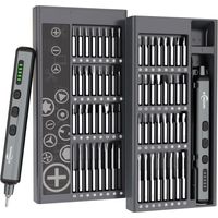 KUNLUN Mini Tournevis Electrique Sans Fil 64 en 1 Précision Tournevi avec LED Réglage Couple à 5 Vitesses 64 Embout de Tournevis pour Téléphone, Montres, Appareil Photo, PC, Electronique