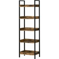 Libreria 5 ripiani legno e metallo 48x30x155cm marrone rustico