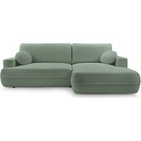 Selsey Fuerro – Canapé d'angle convertible, coffre de rangement, angle à droite, tissu structuré déperlant, Vert sauge
