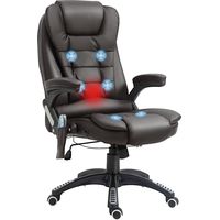 Poltrona Massaggiante da Ufficio ad Altezza Regolabile con 6 Punti Massaggianti, in PU, 62x68x111-121 cm, Marrone