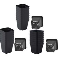 (10 cm) Pots de semis carrés noirs réutilisables (50 pièces) avec trous de drainage - Kit de jardinage