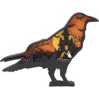 Handgeschnitzte 3D-Tier-Dekorationsbox aus Buchsbaum – Geschenkidee für Halloween/Ostern – Krähe