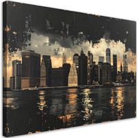 Quadro su tela, Skyline di New York città in stile retrò vintage, 45x30