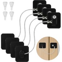 4 Pièces Securité Fenetre, Noir Cadenas Frigo, Verrou Fenetre, Forte Adhésif Serrure Frigo, Sans Perçage pour Bloque Porte Placard Armoire Tiroir Laveuse