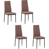 Set 4 Sedie Imbottite per Soggiorno o Sala da Pranzo, Sedie da Cucina Moderne, in Metallo e Tessuto Cachi