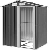 Casetta da Giardino Porta Attrezzi Acciaio Tetto Inclinato 4 Prese d'Aria 152x132x188cm