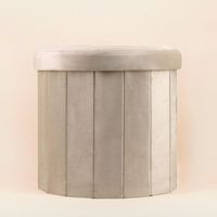 Pouf coffre en velours beige 38cm
