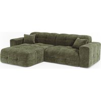 Canapé angle gauche 5 places en velours gaufré vert vintage COCOON