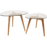 The Home Deco Factory – Table basse gigogne en verre trempé transparent – Plateau galet – Style moderne pour intérieur – Ultra-résistante et adaptable
